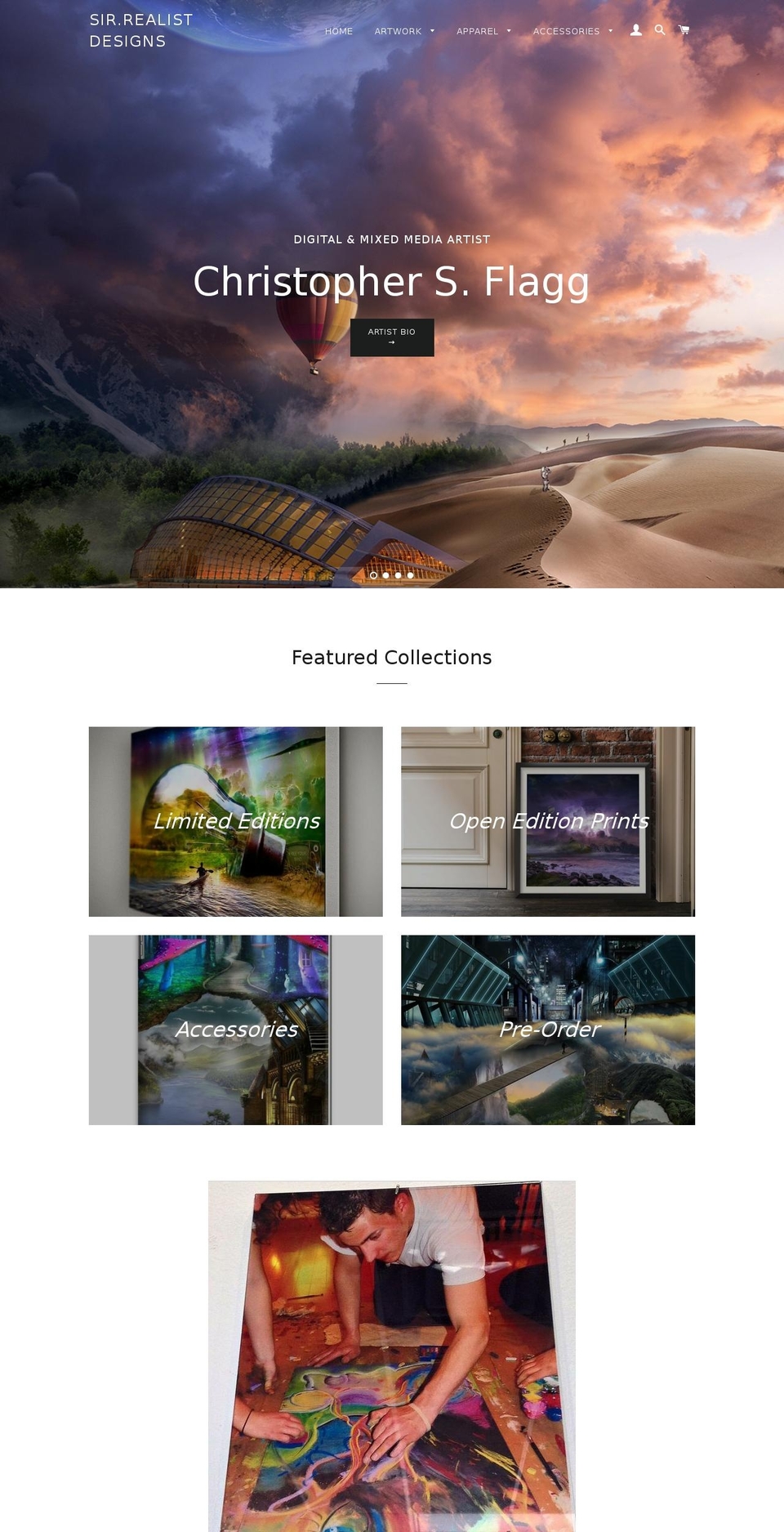 sirrealistdesigns.com shopify website screenshot