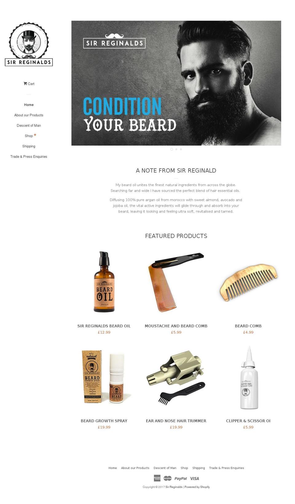 sirreginalds.com shopify website screenshot