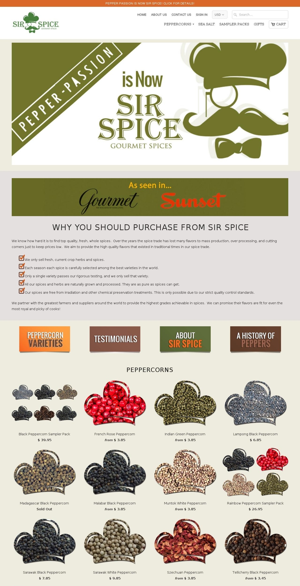 sirspice.com shopify website screenshot