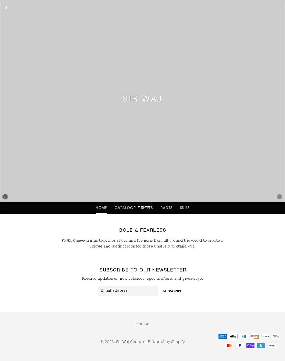 sirwajcouture.com shopify website screenshot