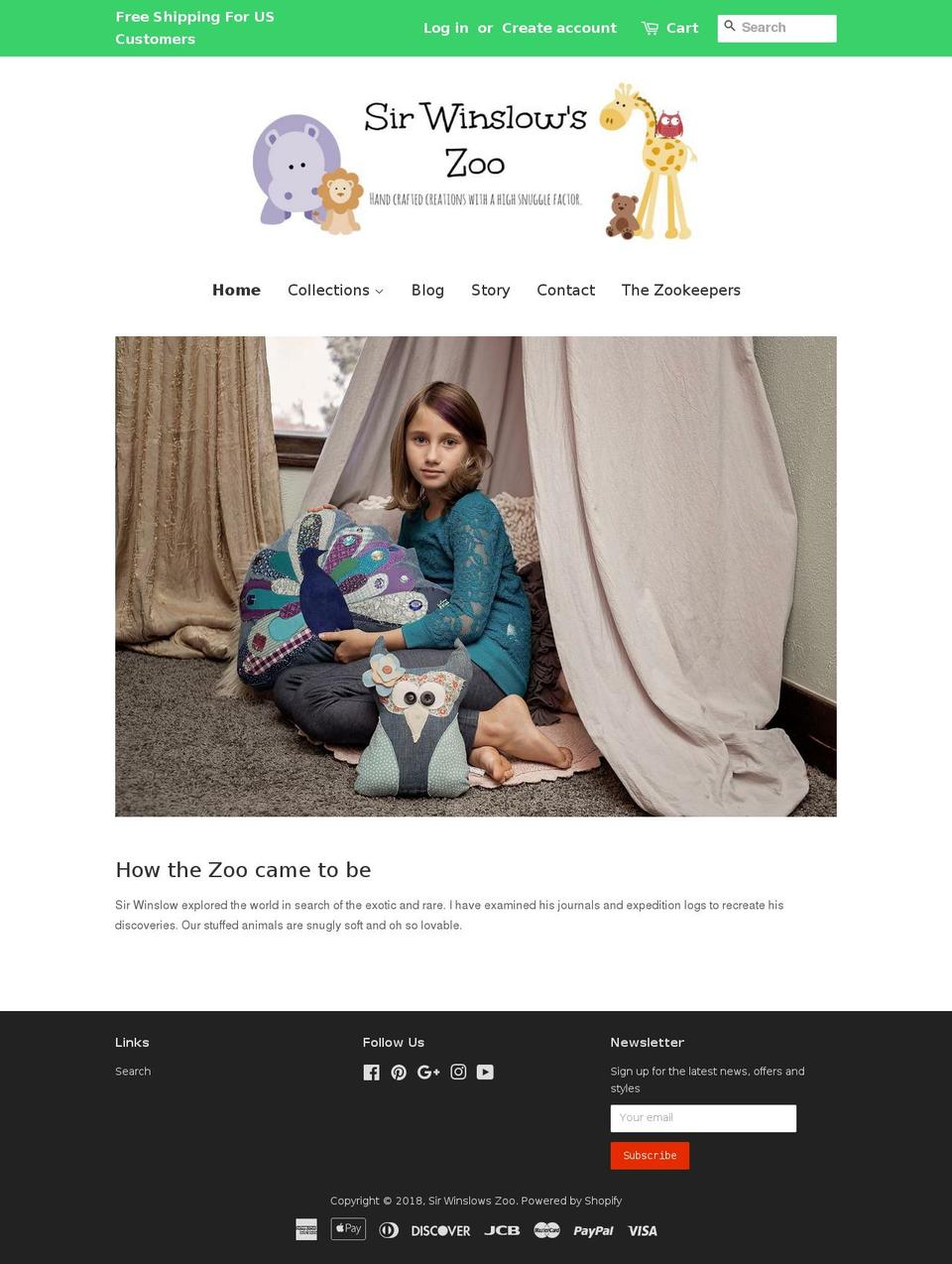 sirwinslowszoo.com shopify website screenshot