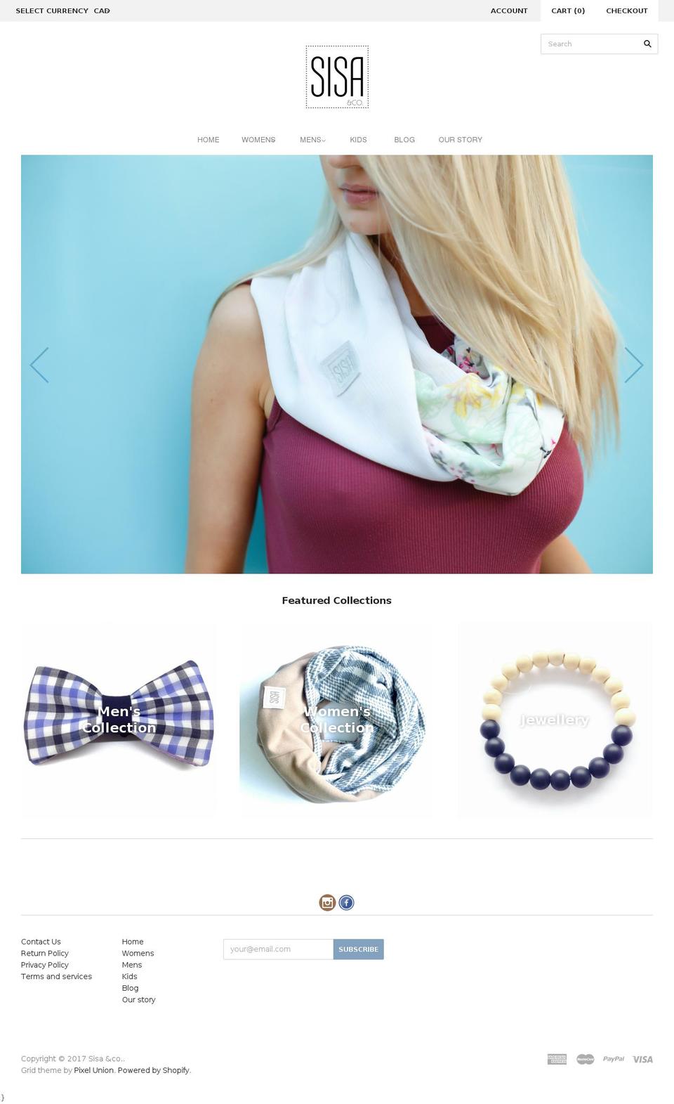 sisaandco.com shopify website screenshot