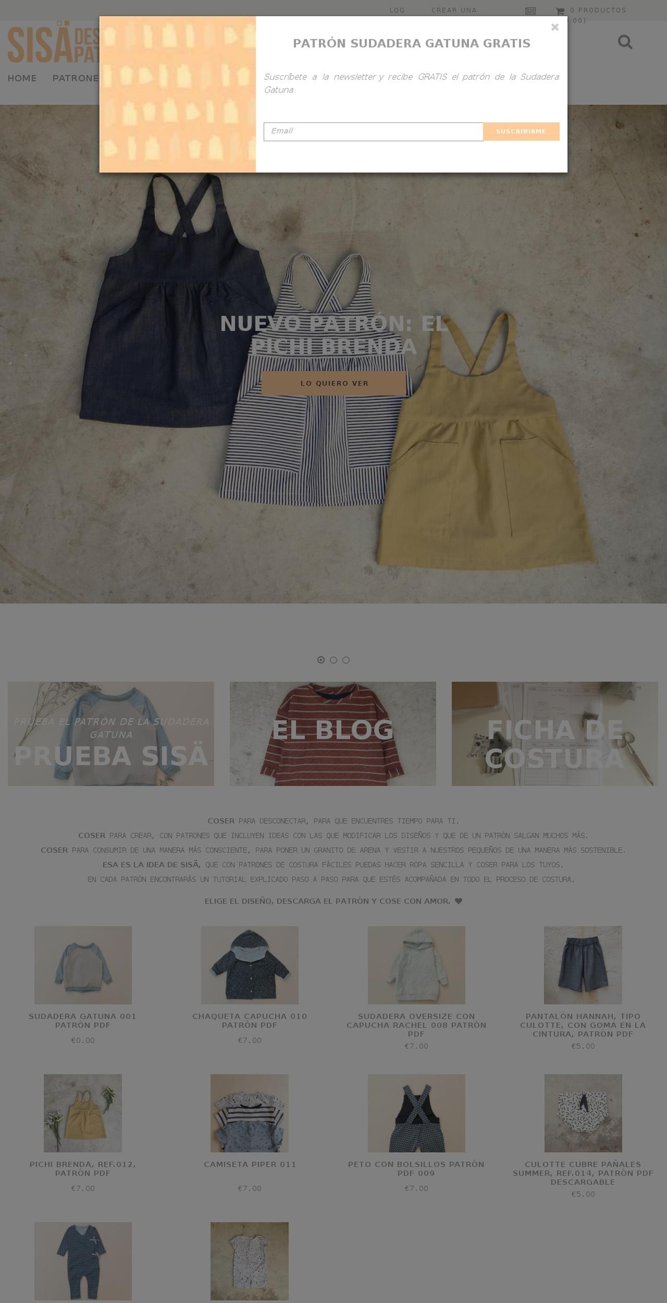 sisapatterns.com shopify website screenshot