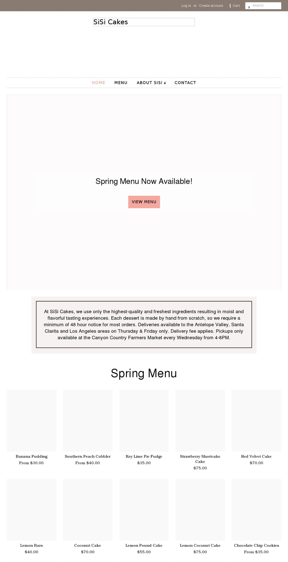 sisicakes.com shopify website screenshot