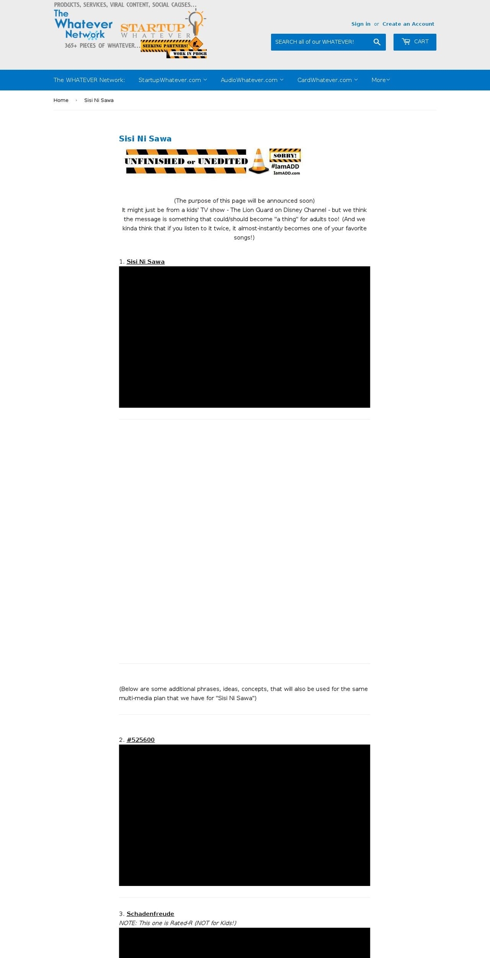 sisinisawa.com — Shopify storefront screenshot