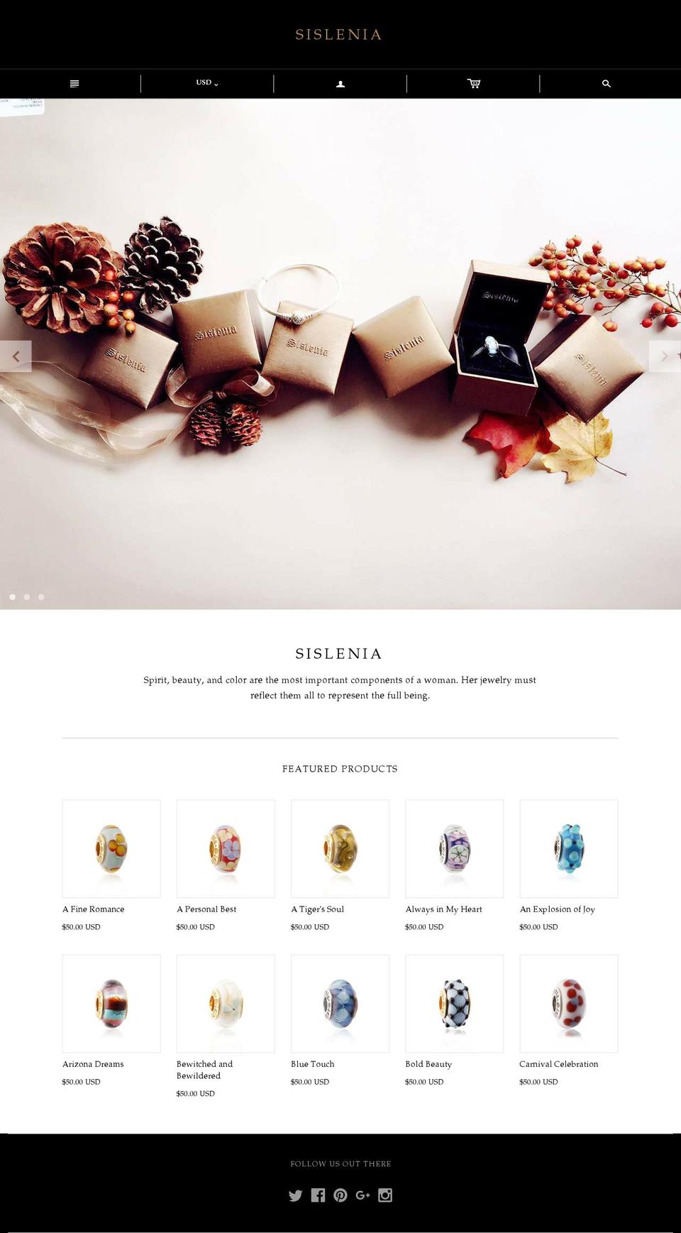 sislenia.com shopify website screenshot