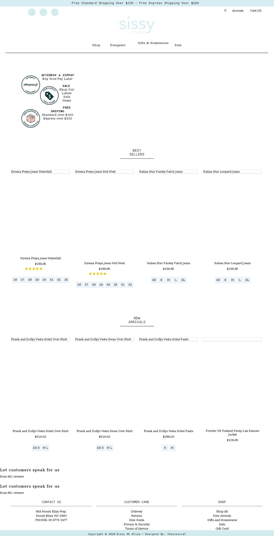 sissymteliza.com.au shopify website screenshot