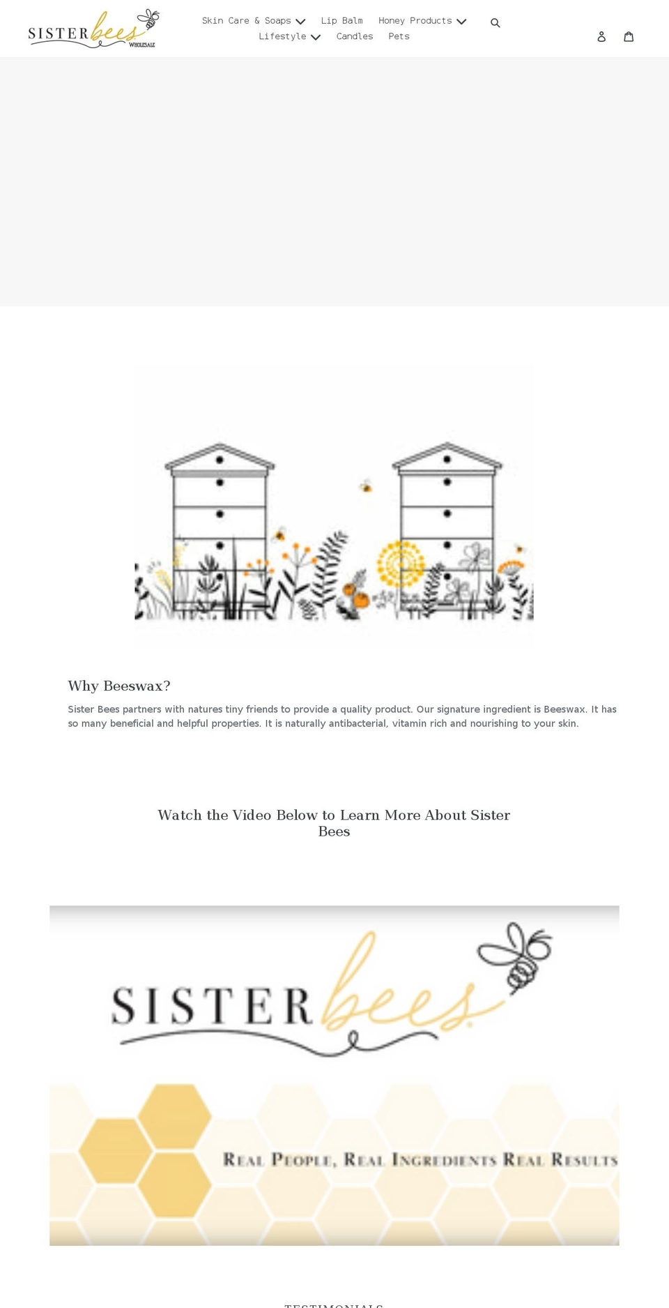 sisterbeeswholesale.com shopify website screenshot