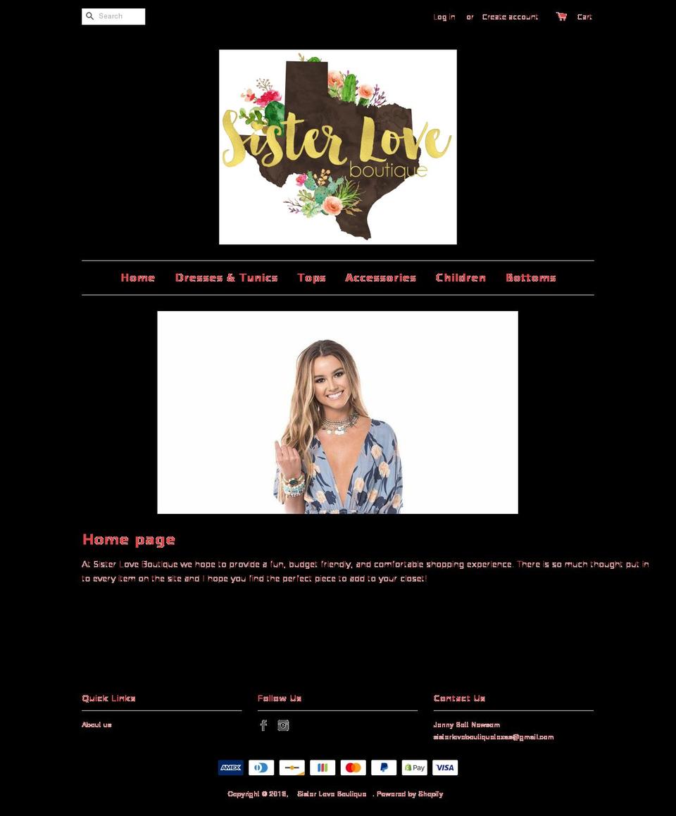 sisterloveboutique.com shopify website screenshot