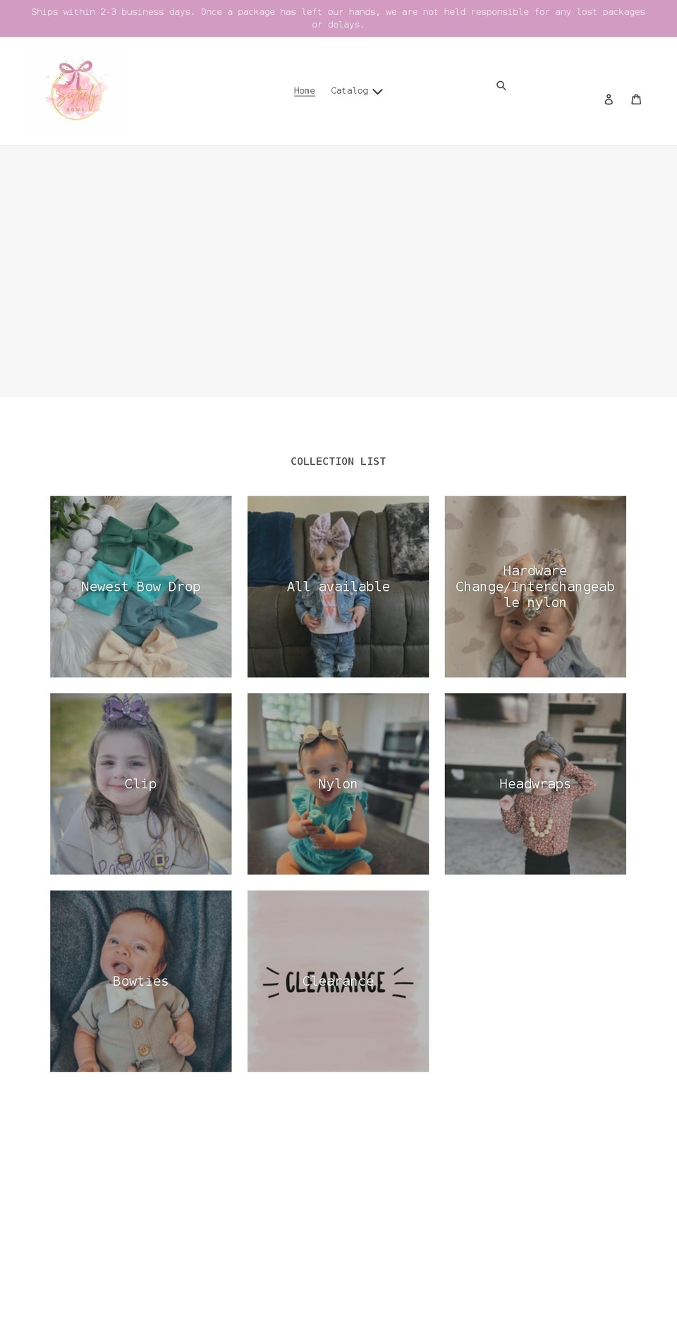 sisterlybows.com shopify website screenshot