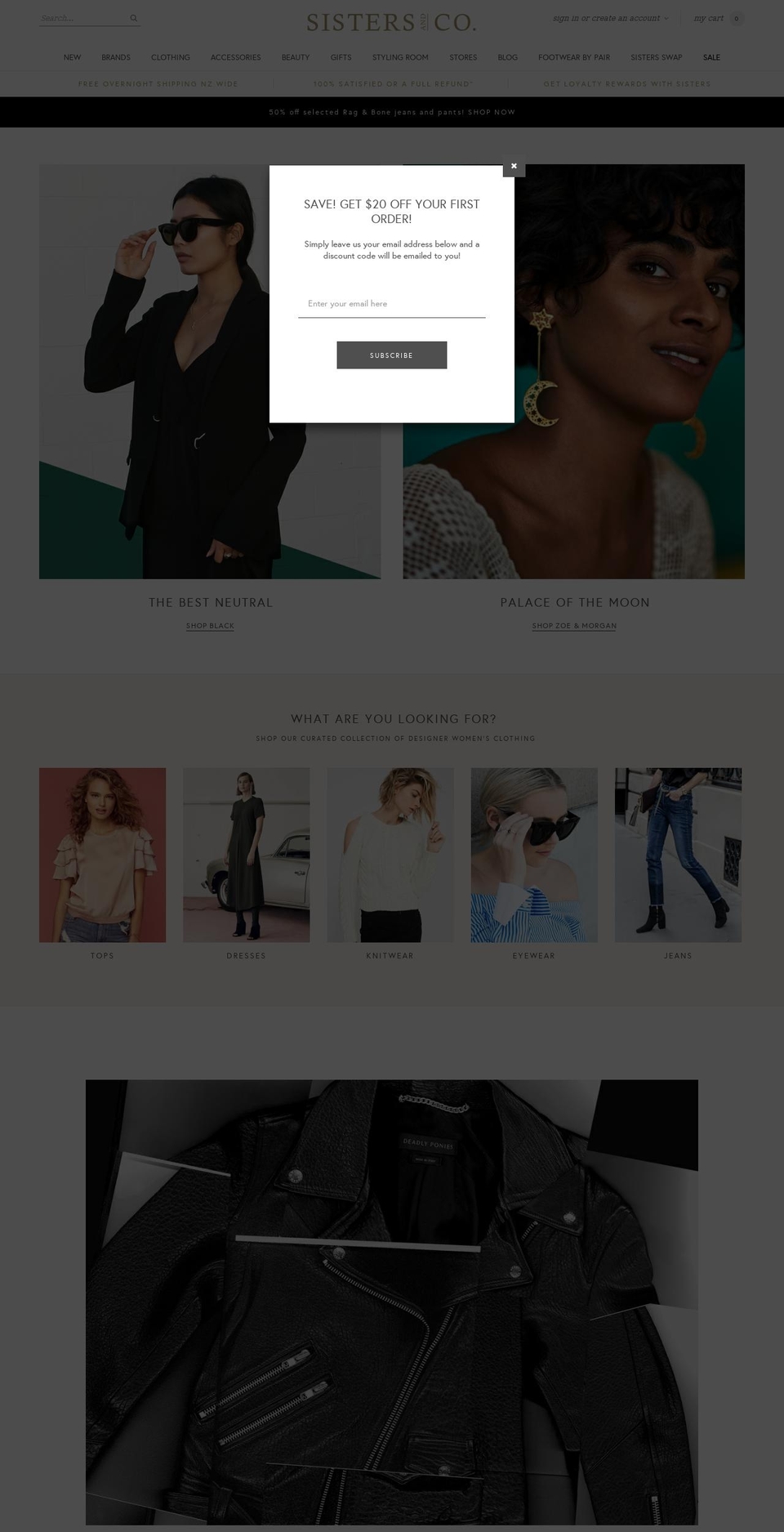 sistersandco.co.nz shopify website screenshot