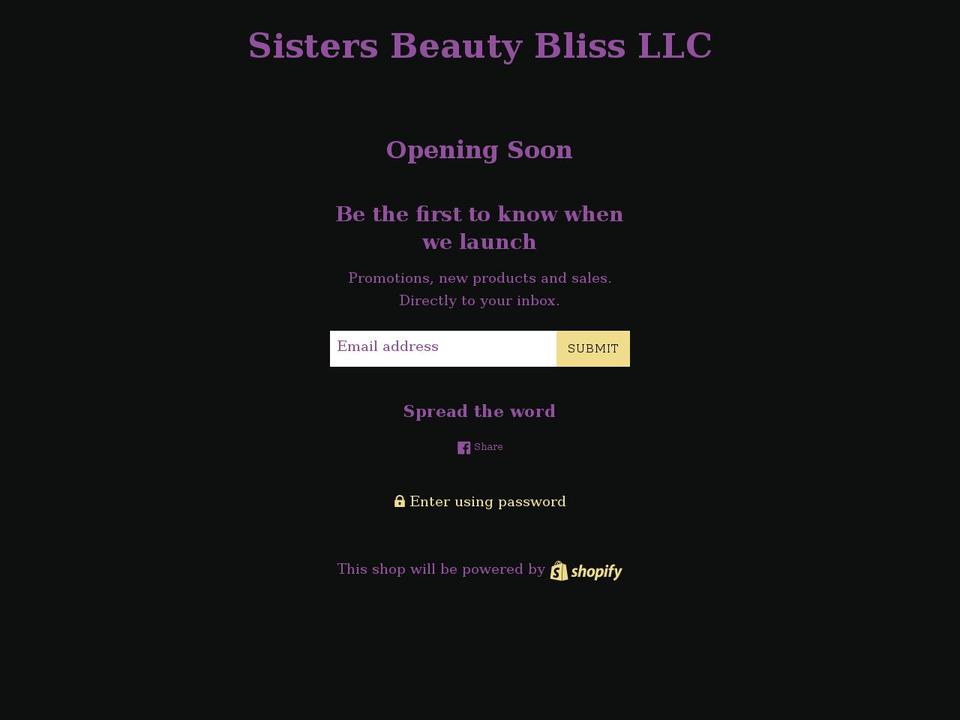 sistersbeautybliss.com shopify website screenshot