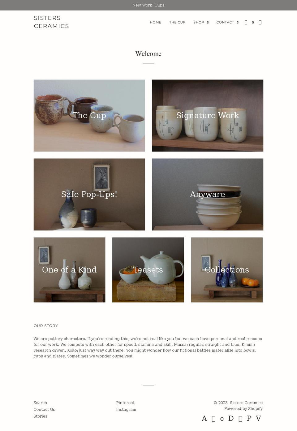 sistersceramics.com shopify website screenshot