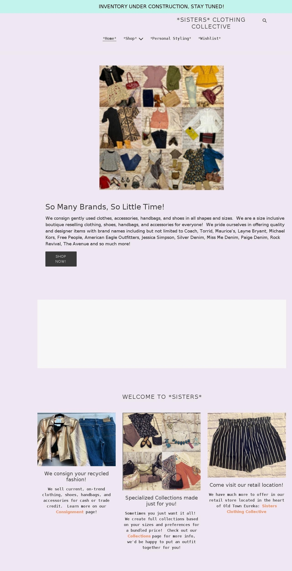 sistersclothingcollective.com shopify website screenshot