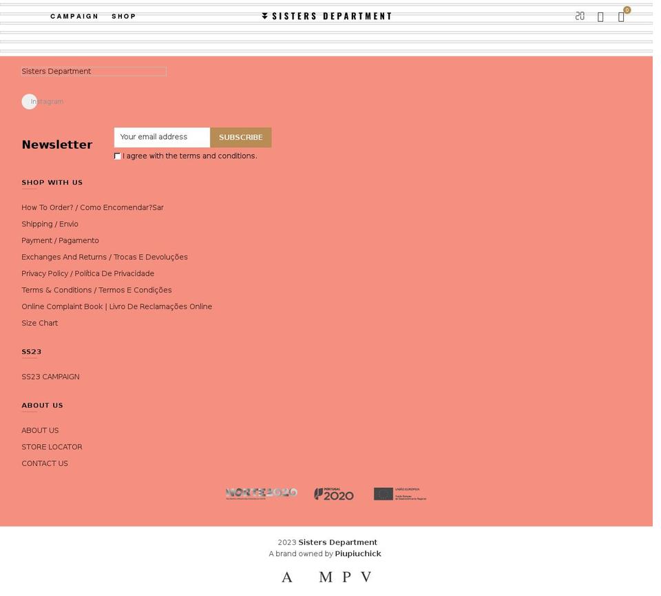 sistersdepartment.com shopify website screenshot