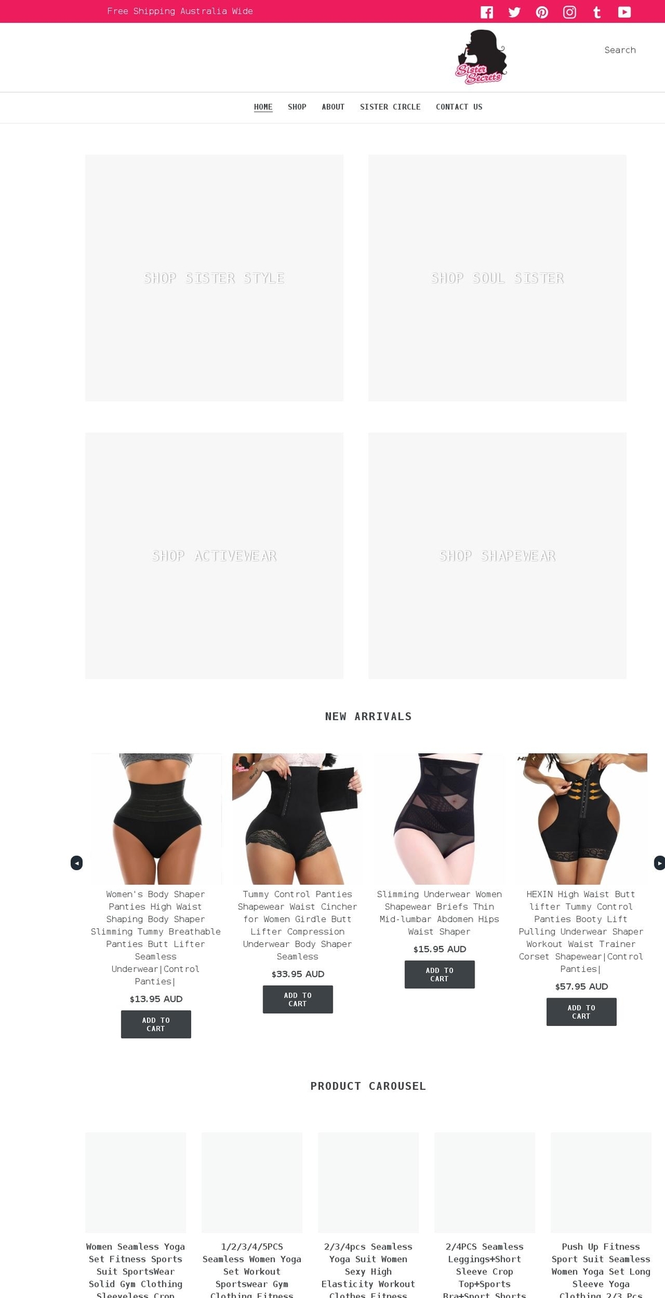 sistersecrets.com.au shopify website screenshot