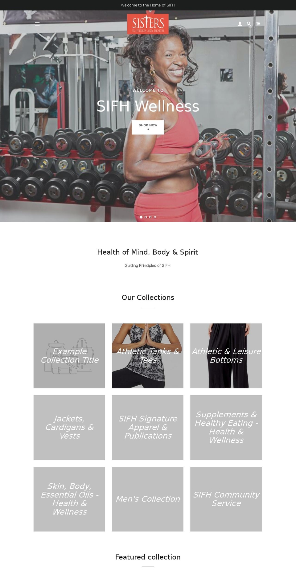 sistersinfitnessandhealth.com — Shopify storefront screenshot
