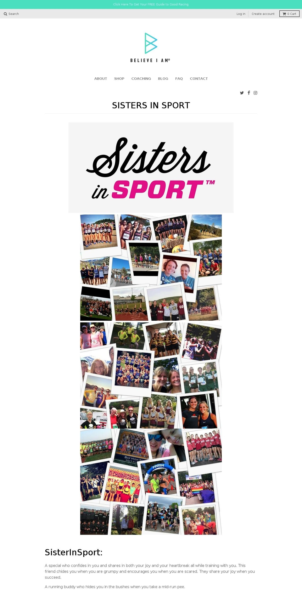 sistersinsport.org shopify website screenshot