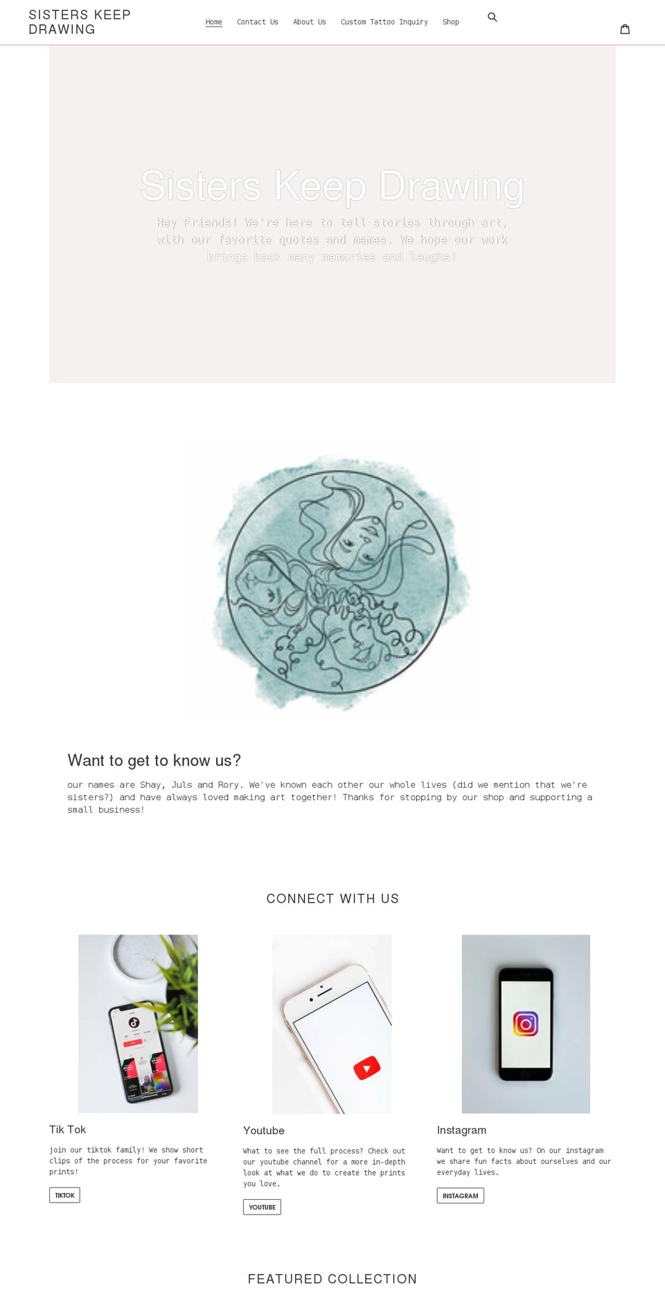sisterskeepdrawing.com shopify website screenshot
