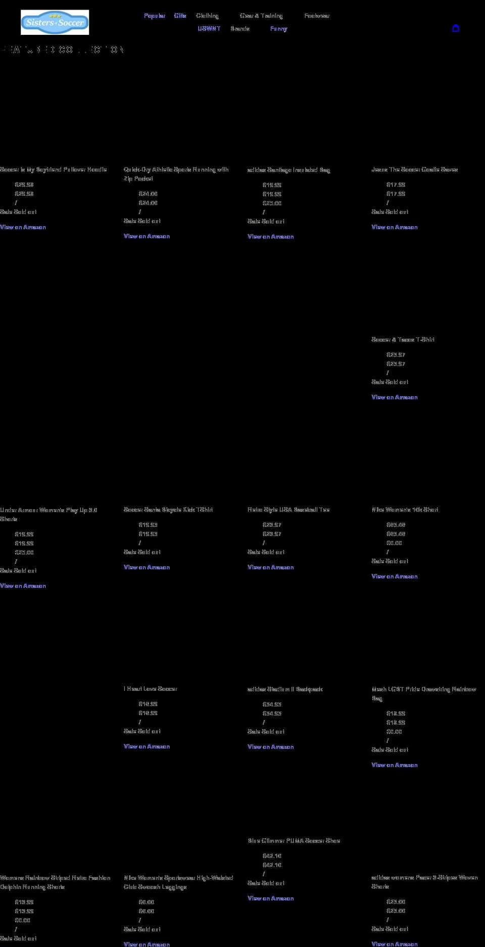 sistersofsoccer.com shopify website screenshot