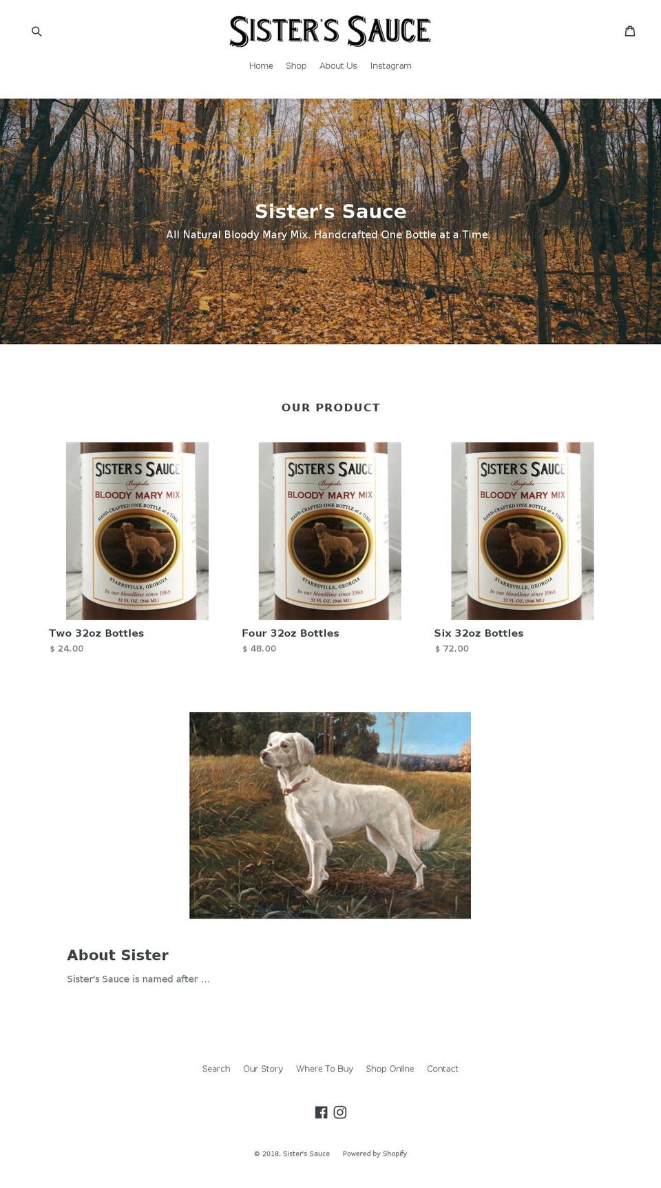 sisterssauce.com shopify website screenshot