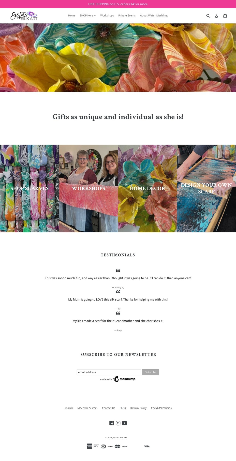 sisterssilkart.com — Shopify storefront screenshot