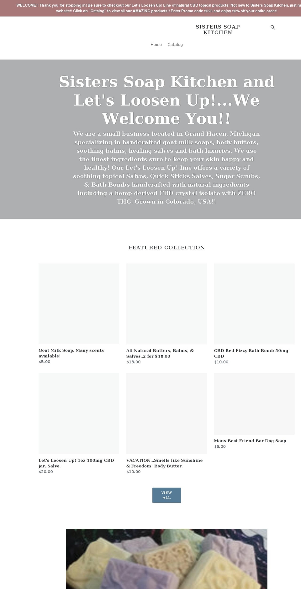 sisterssoapkitchen.com shopify website screenshot