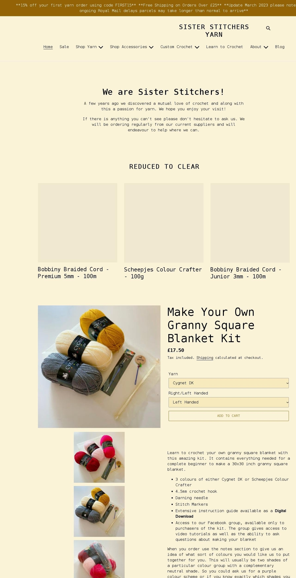 sisterstitchersuk.co.uk shopify website screenshot