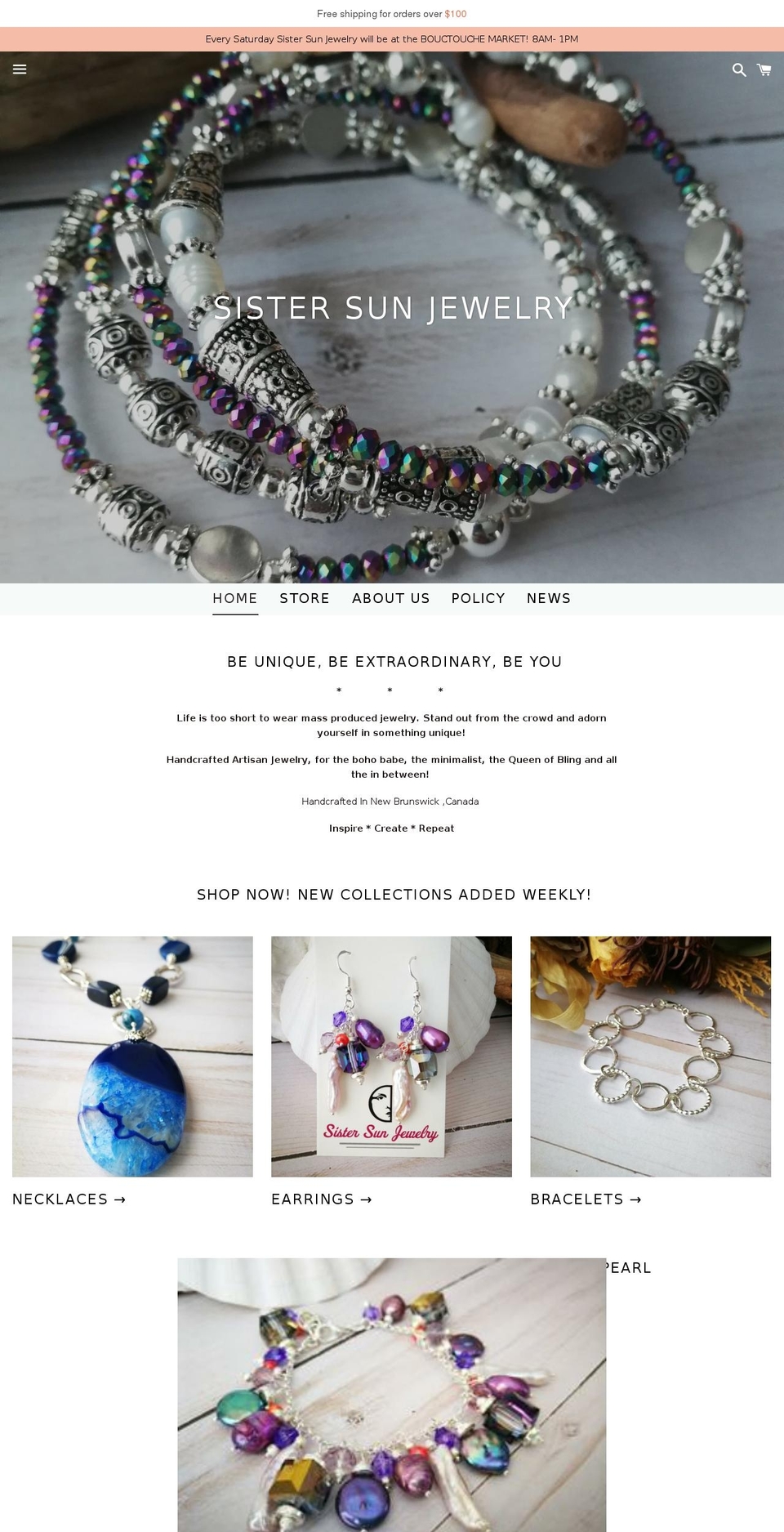 sistersunjewelry.com shopify website screenshot