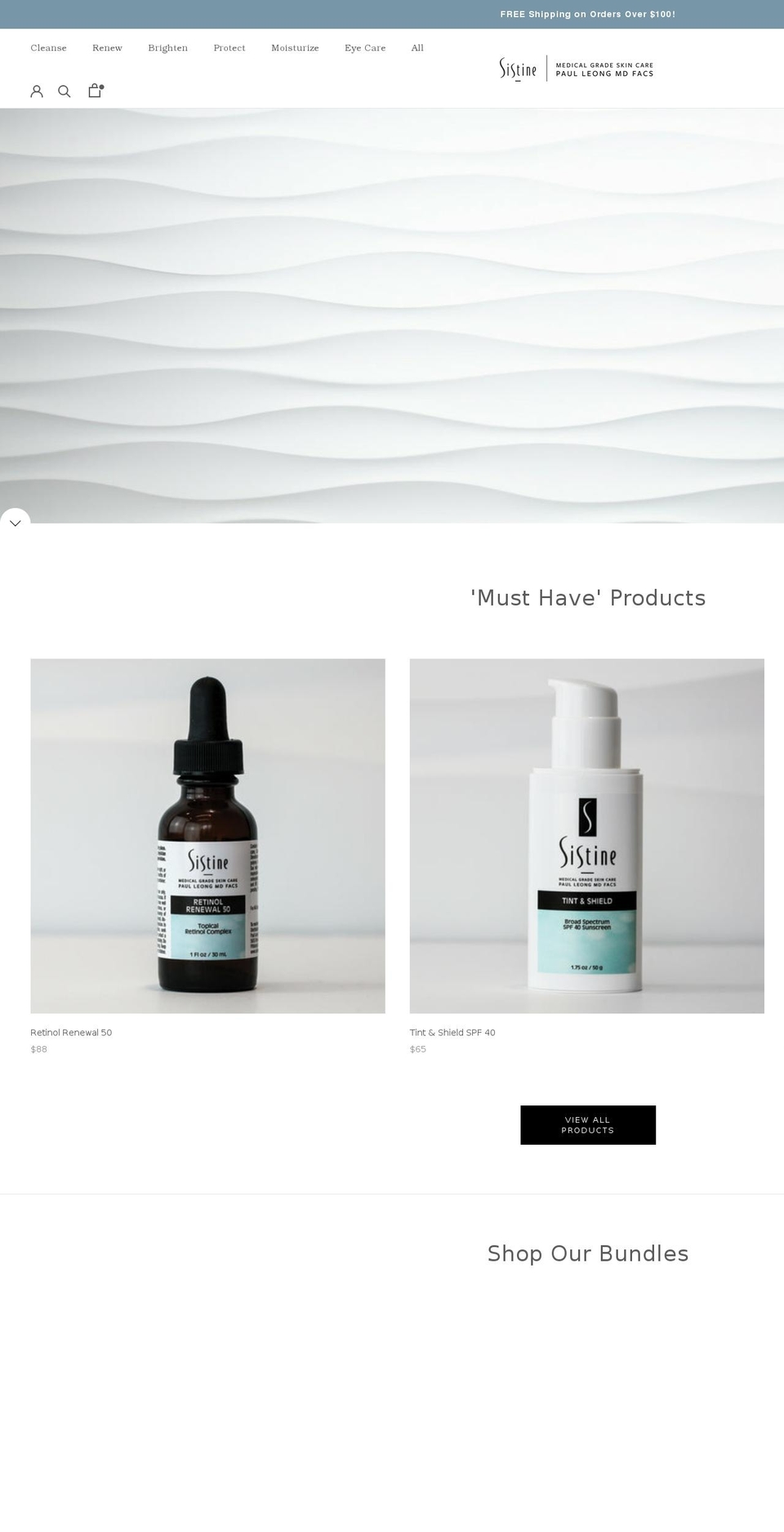 sistineskincare.com shopify website screenshot