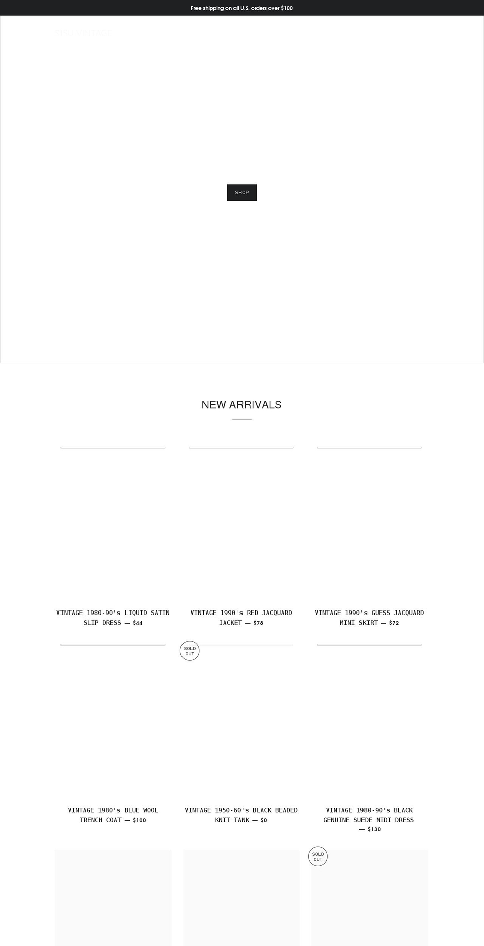 sisuvintageusa.com shopify website screenshot
