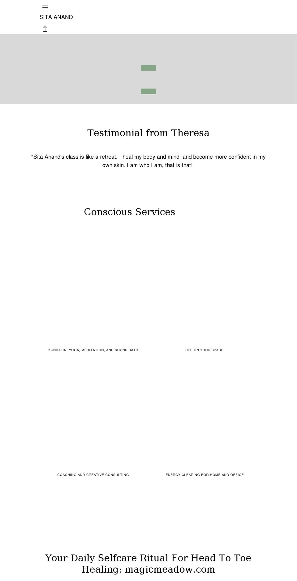 sitaanand.com shopify website screenshot