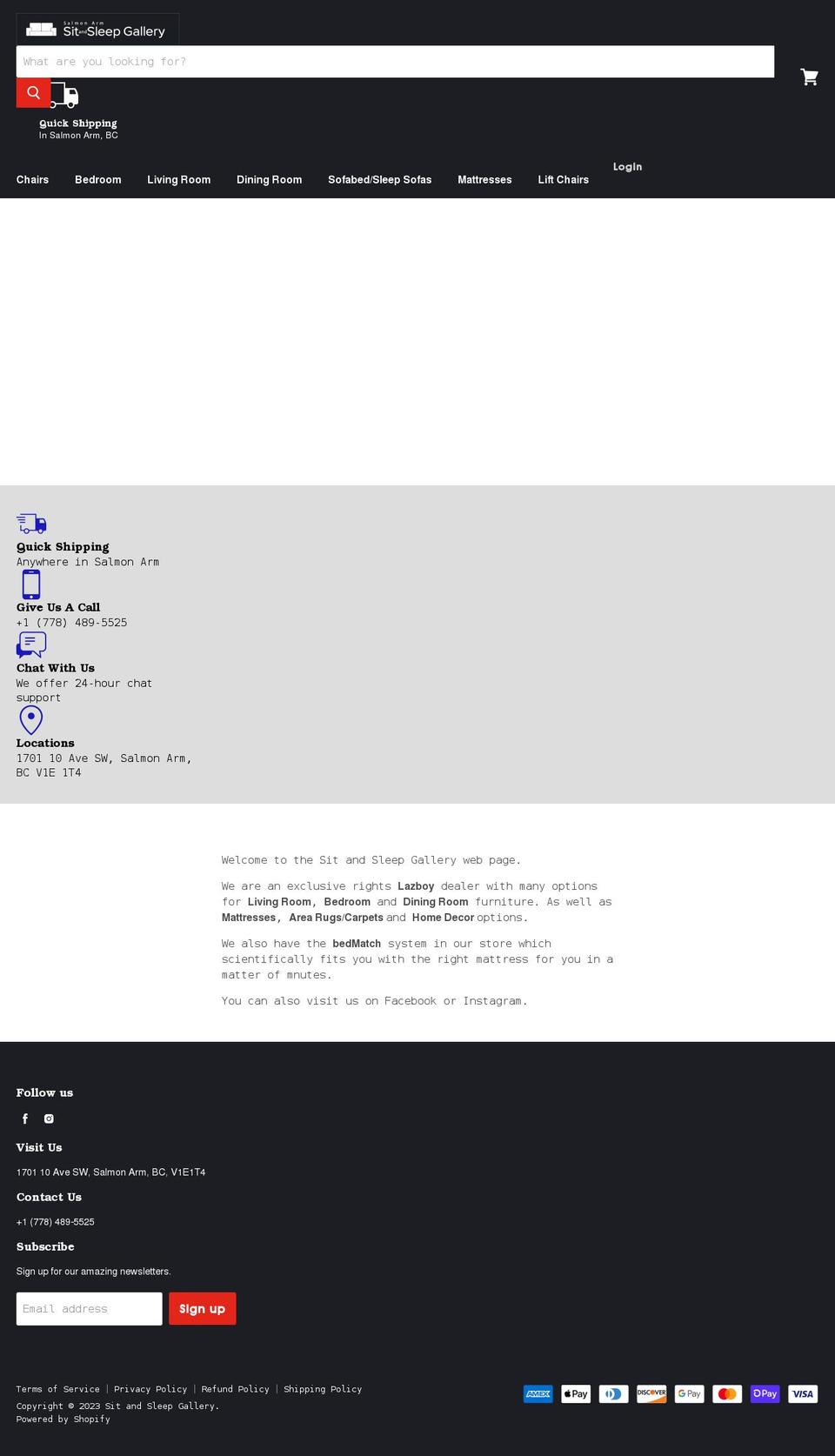 sitandsleepgallery.com shopify website screenshot