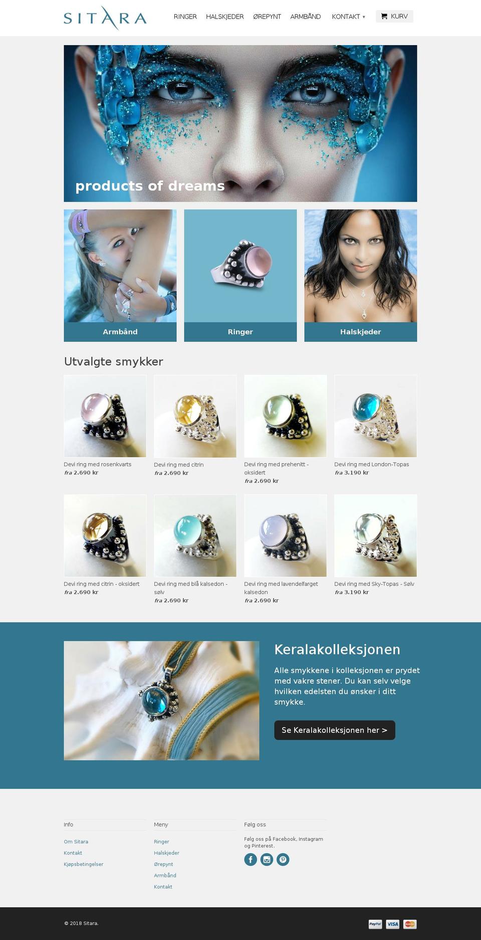 sitara.no shopify website screenshot