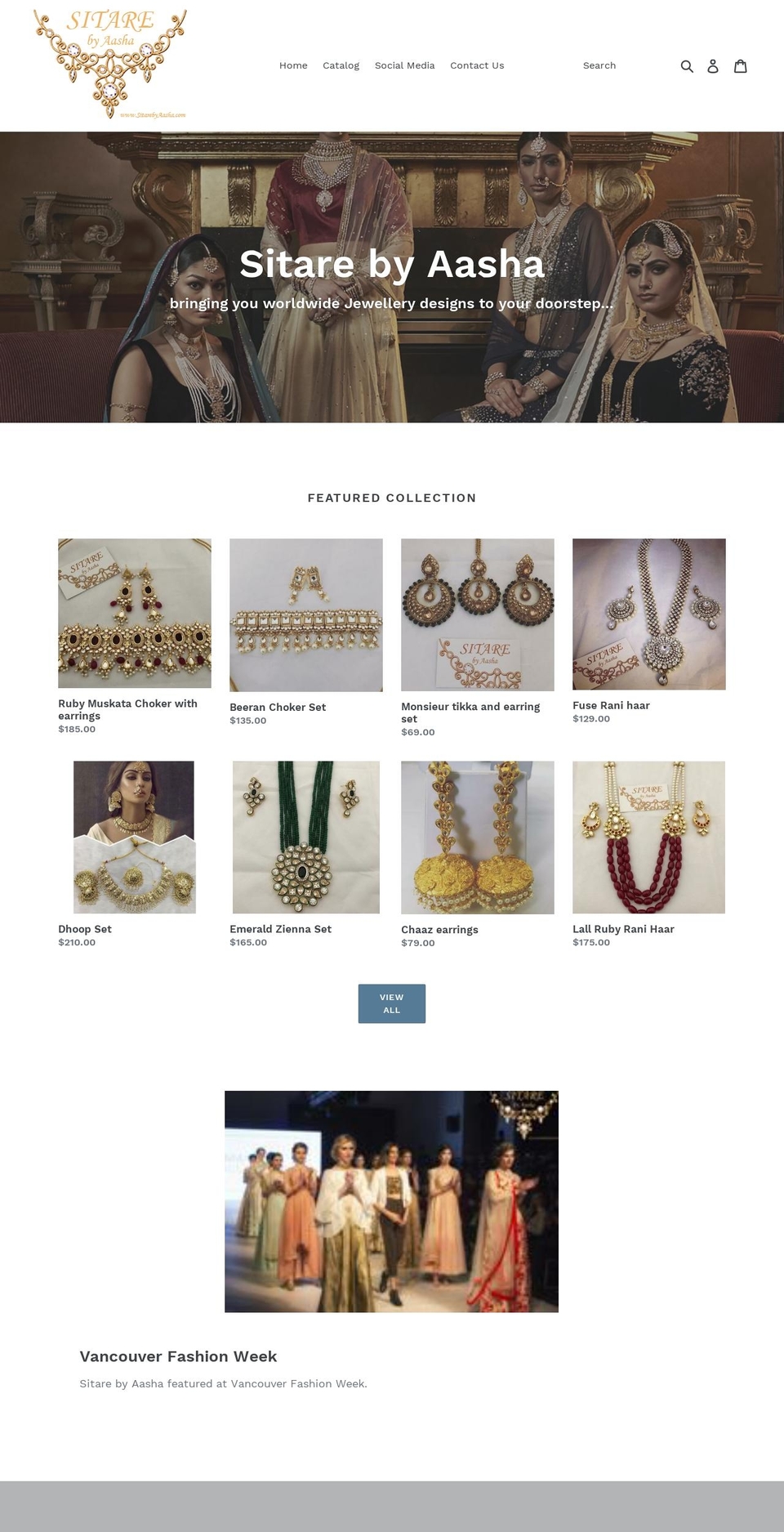 sitarebyaasha.com — Shopify storefront screenshot