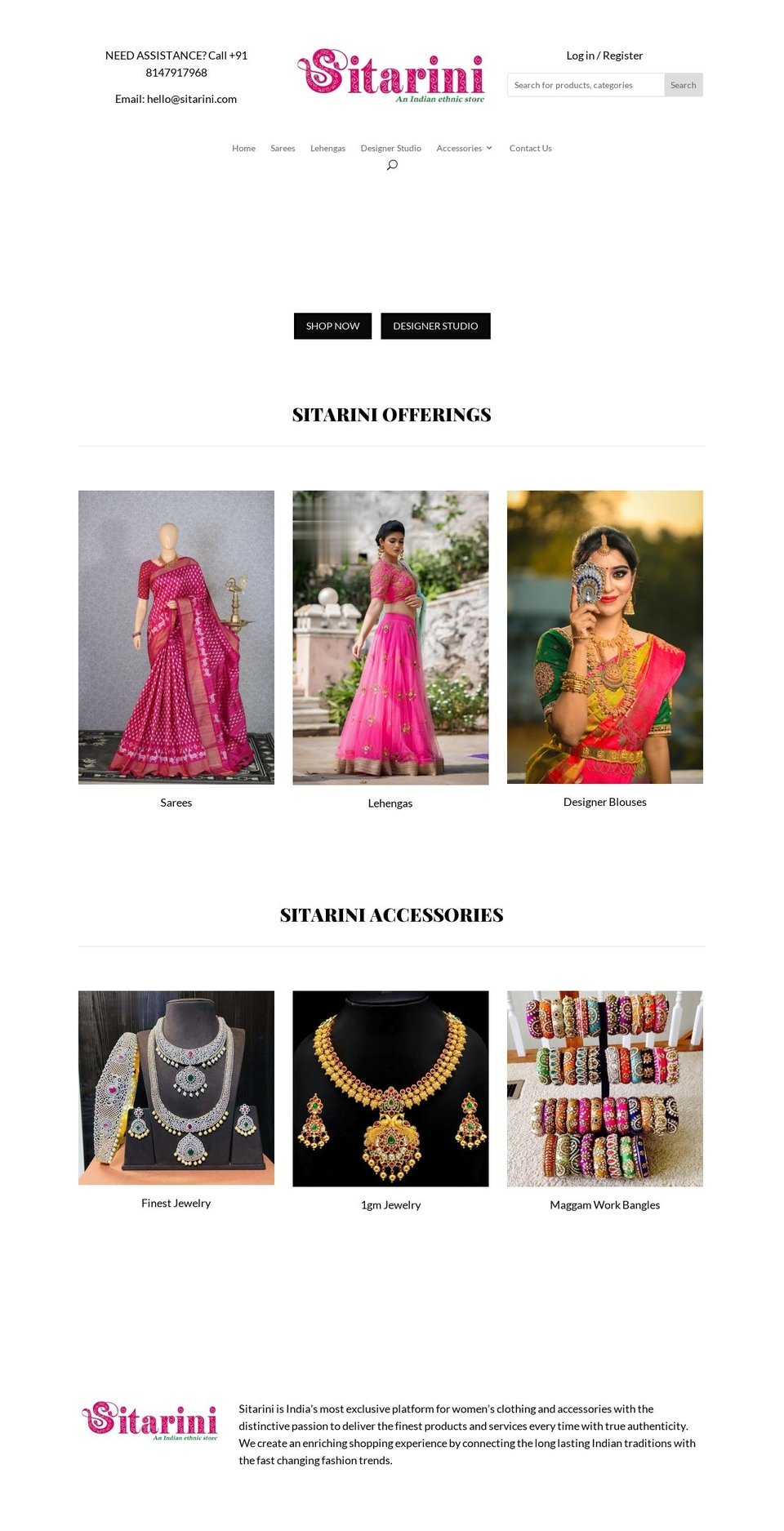 sitarini.com — Shopify storefront screenshot