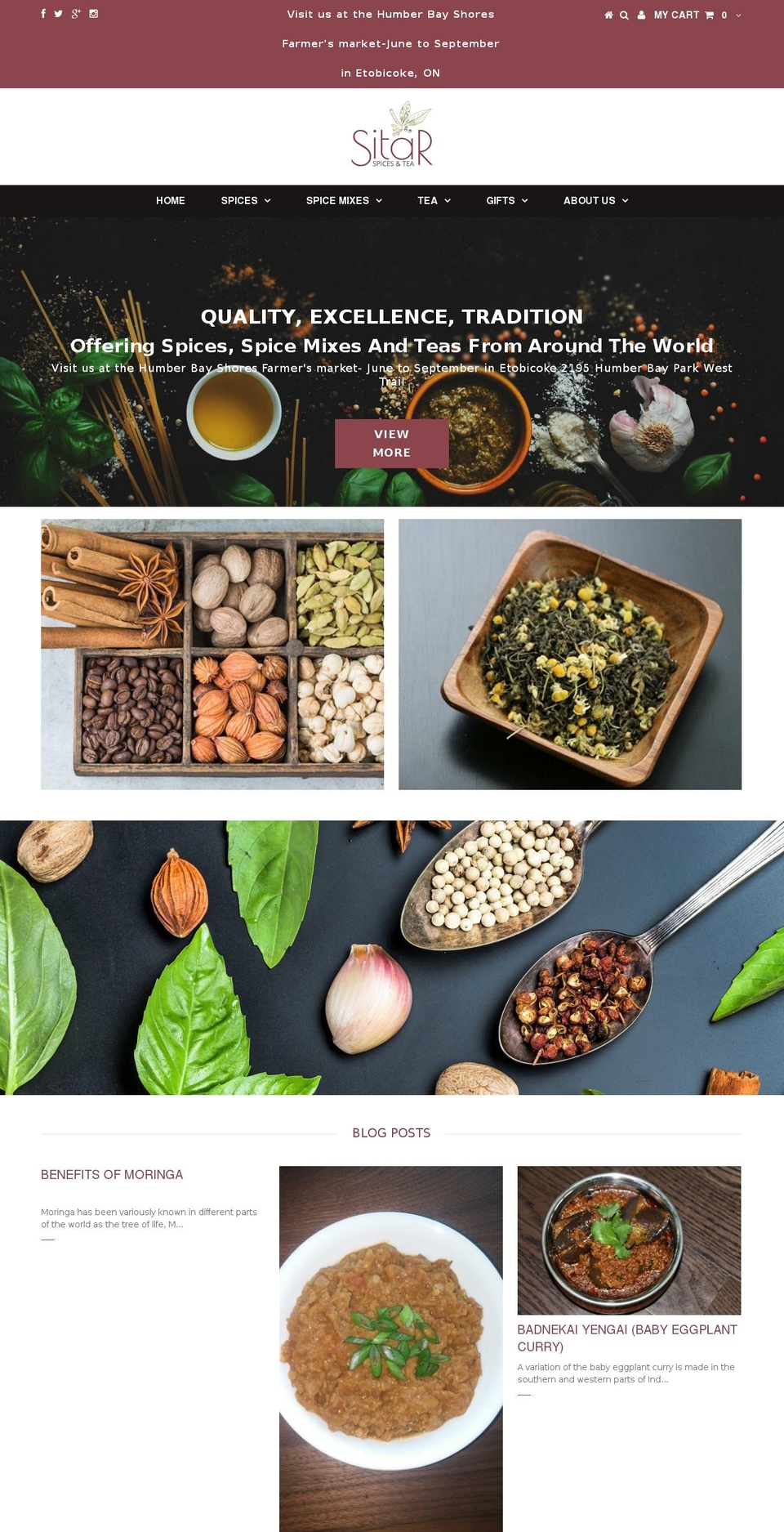 sitarspicetea.com shopify website screenshot