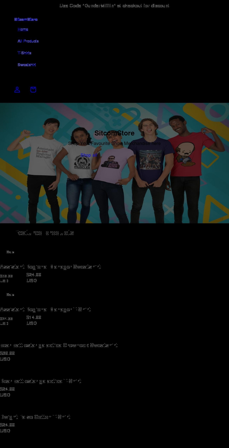sitcomstore.com shopify website screenshot