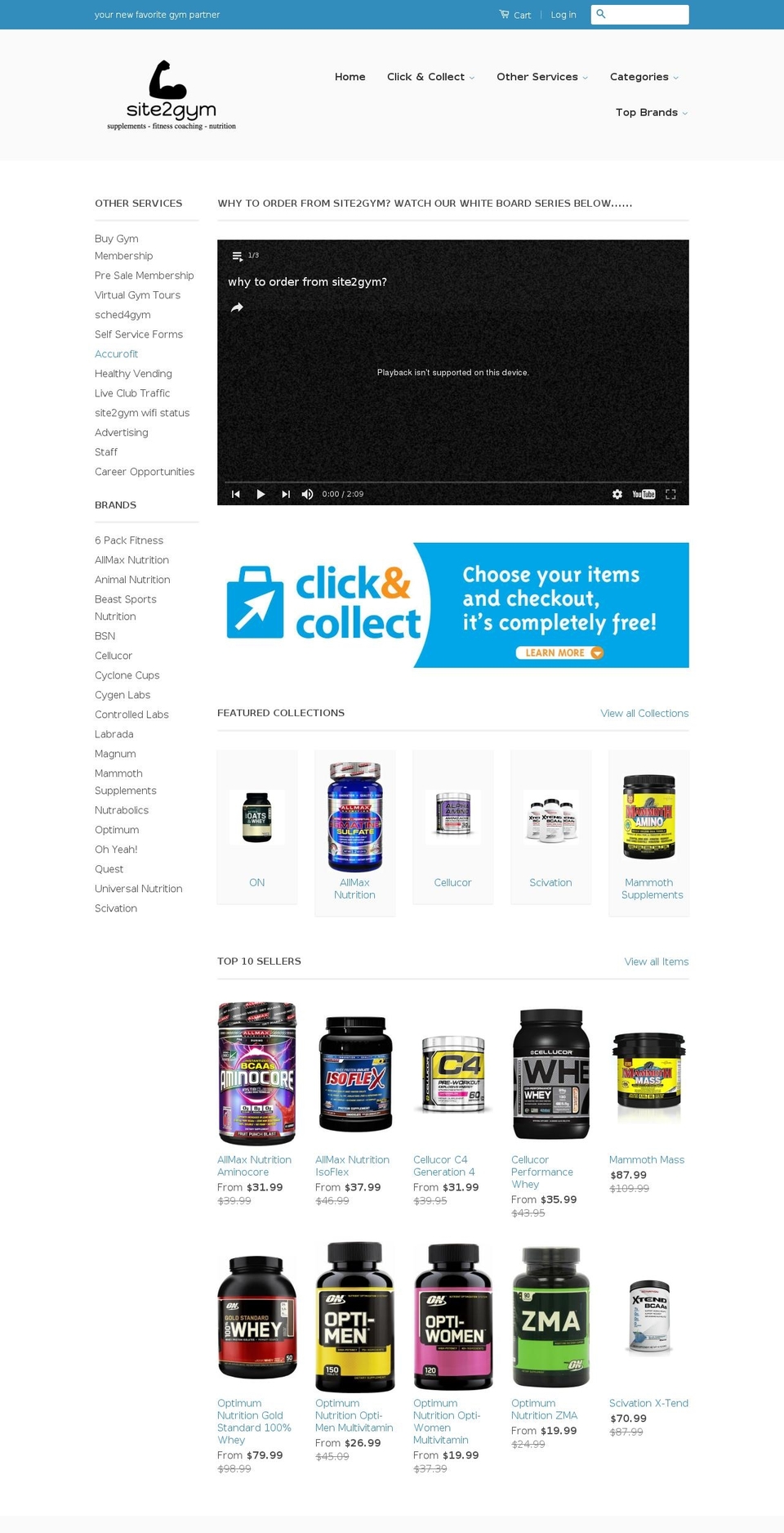 site2gym.com shopify website screenshot