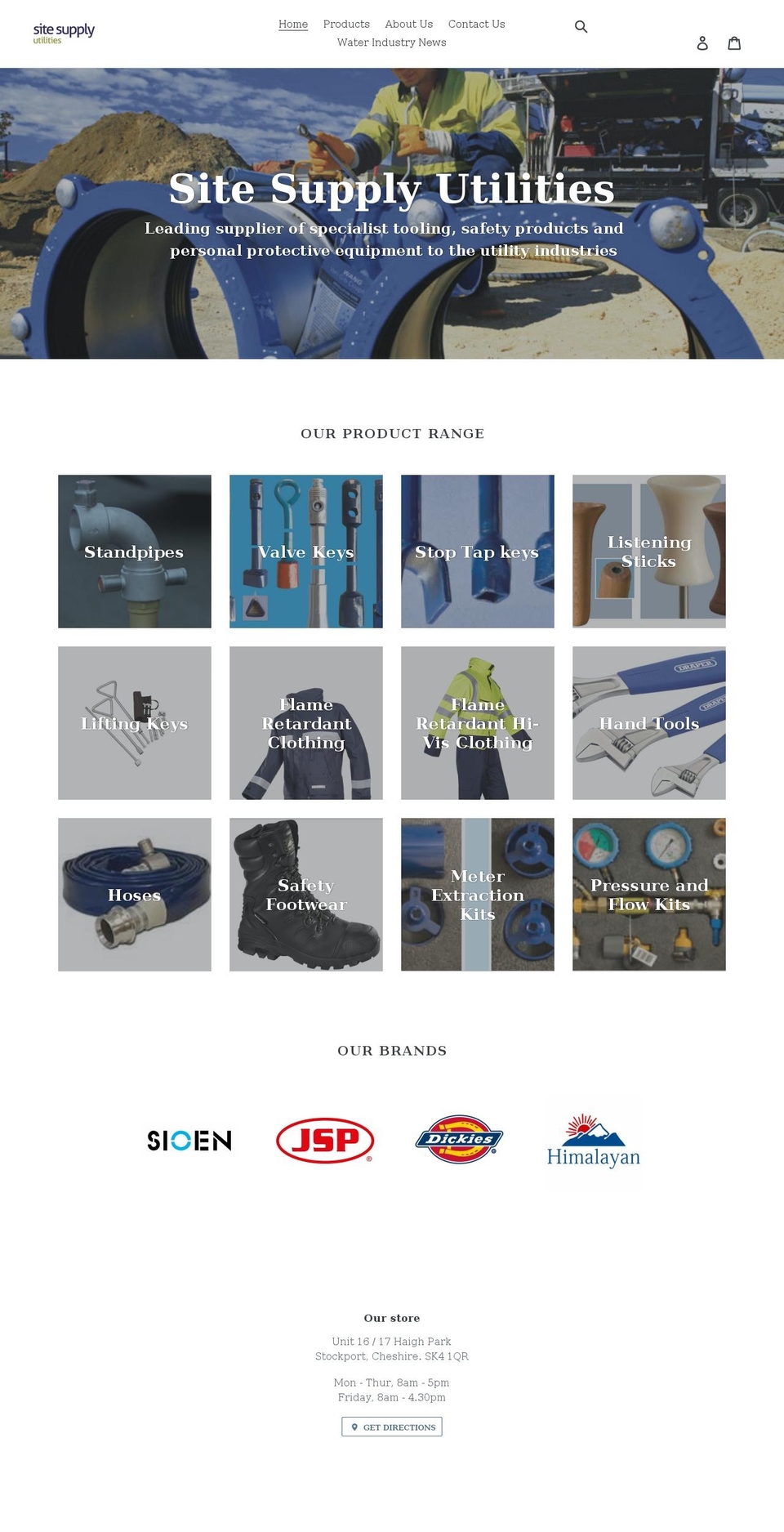 sitesupplyutilities.net shopify website screenshot