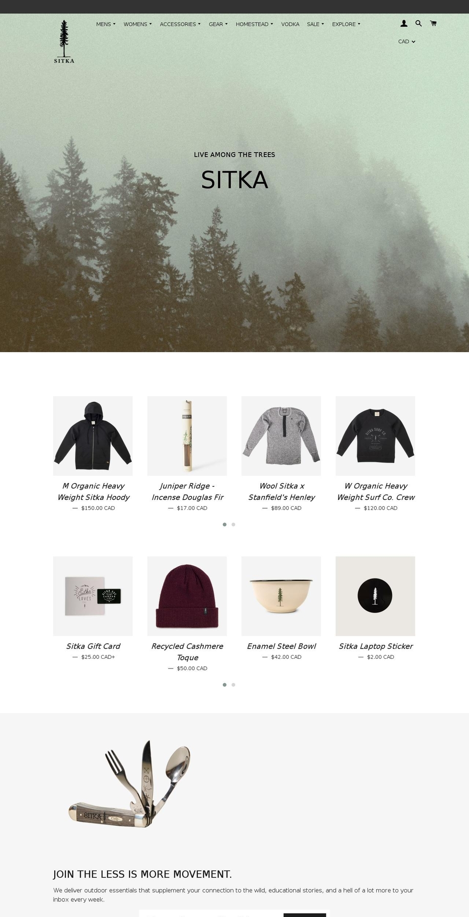 sitkaclothing.com shopify website screenshot