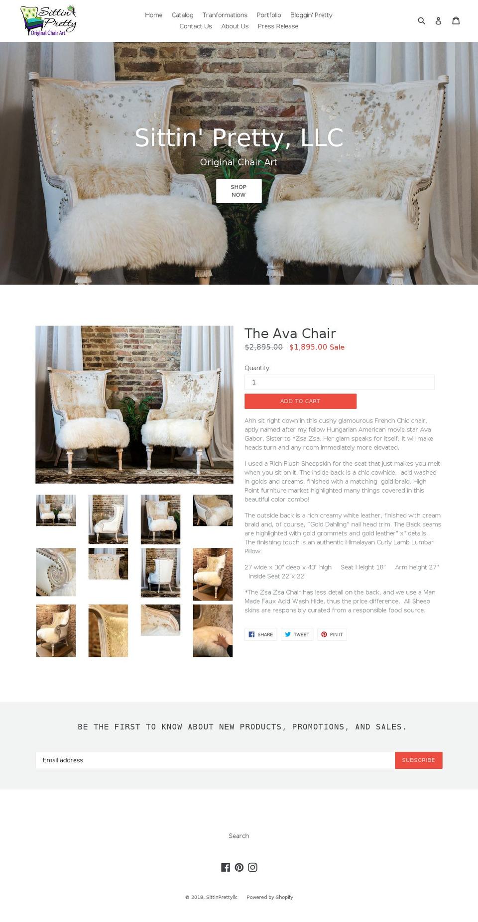 Birch Shopify theme site example sittin-pretty.com