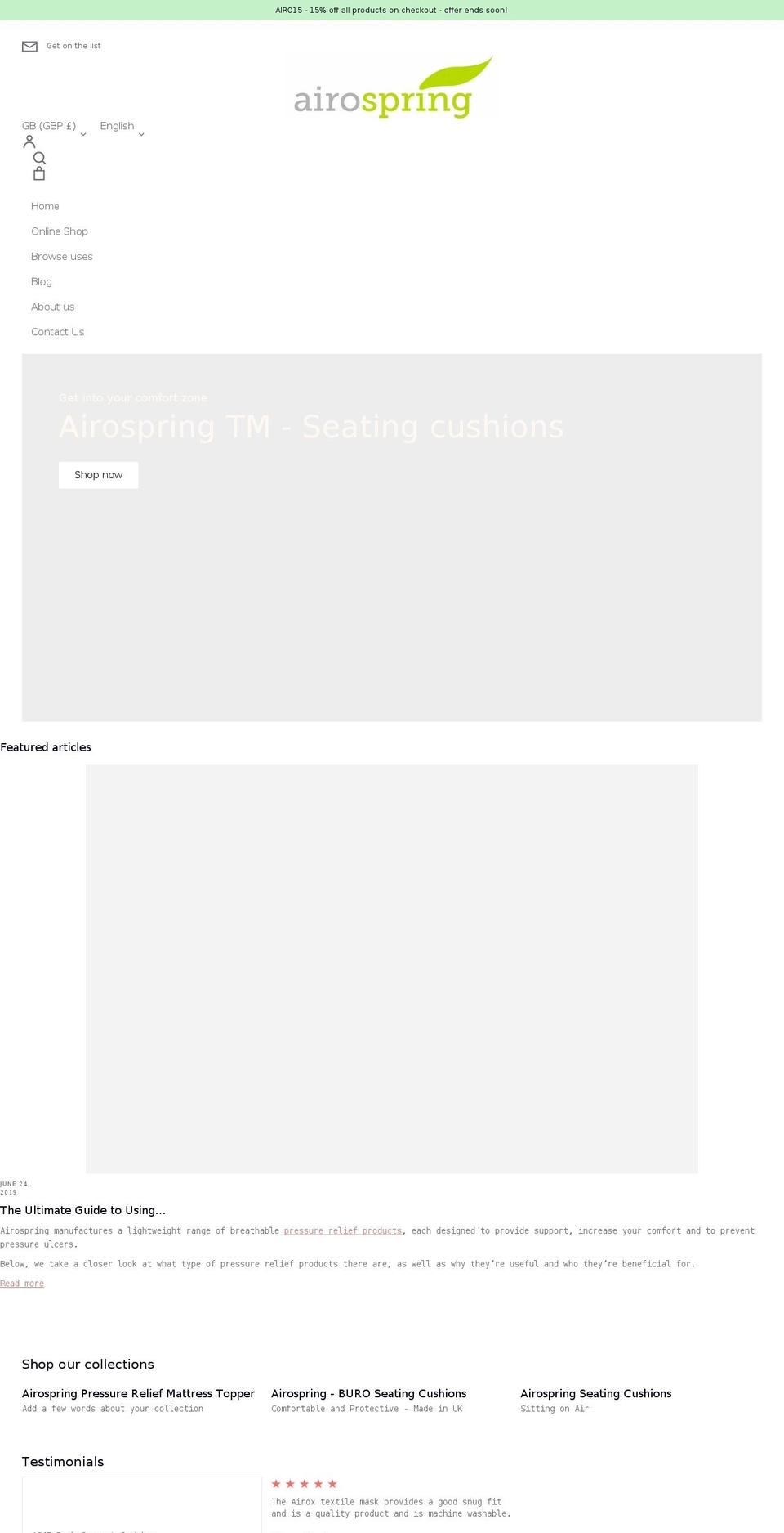 sittingonair.co.uk shopify website screenshot