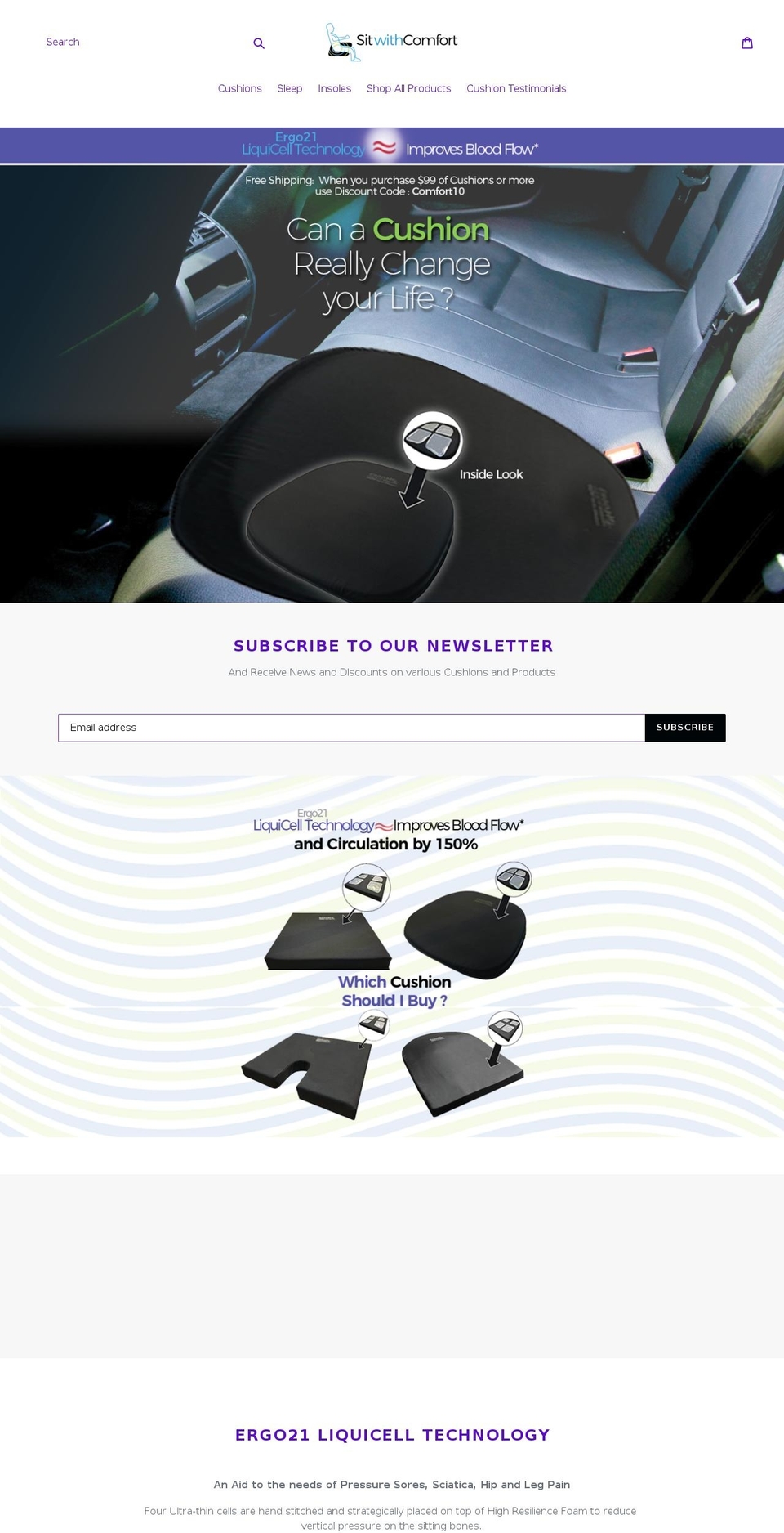 sitwithcomfort.com — Shopify storefront screenshot