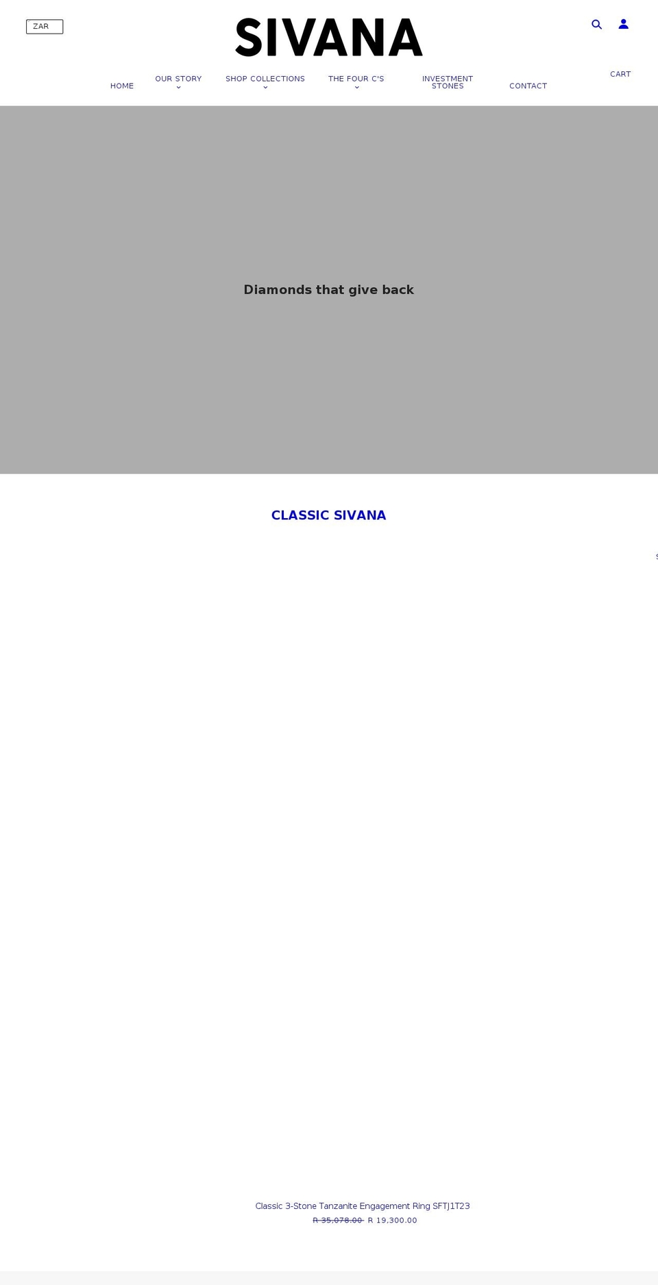 sivanadiamonds.com shopify website screenshot