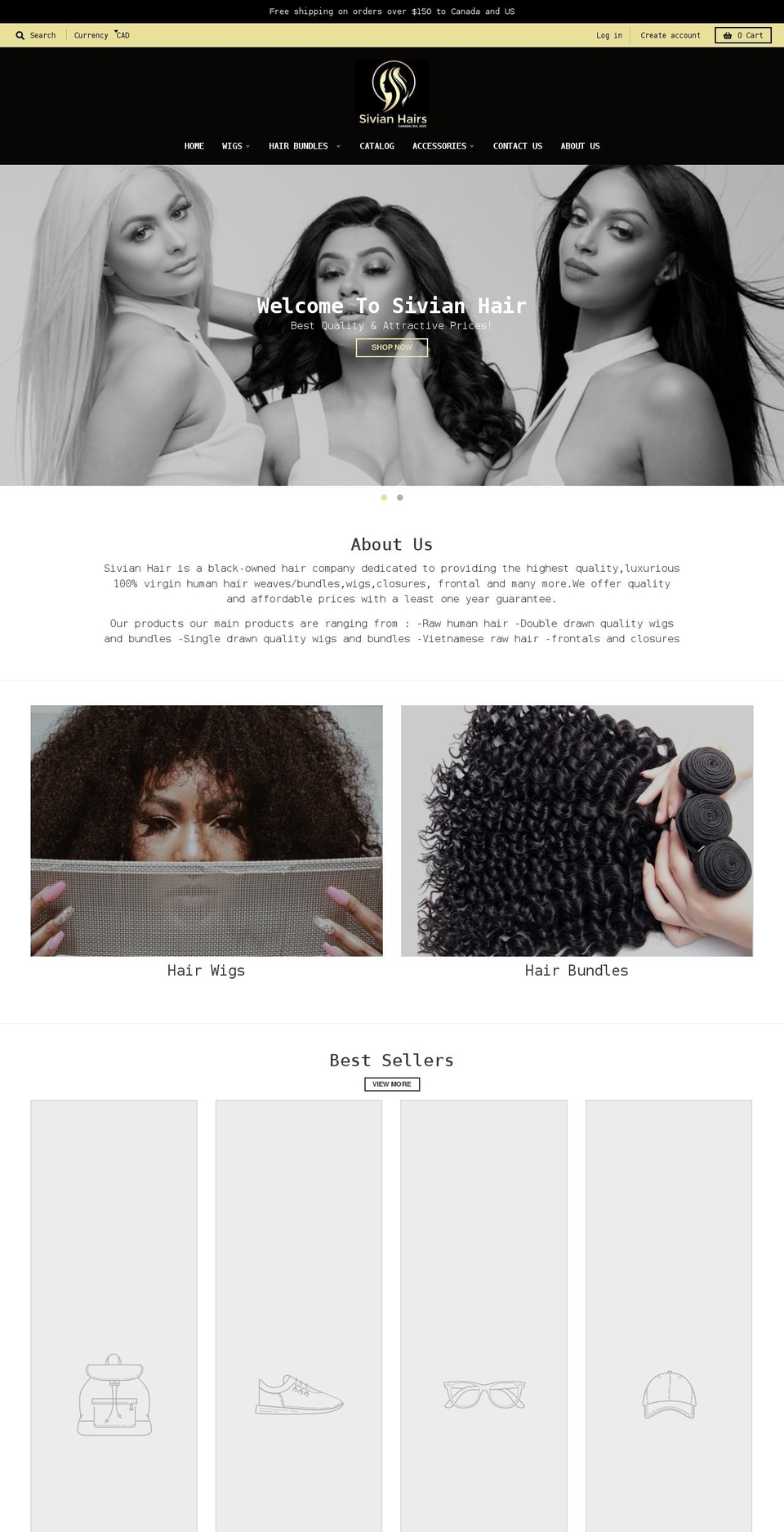 sivianhair.com shopify website screenshot