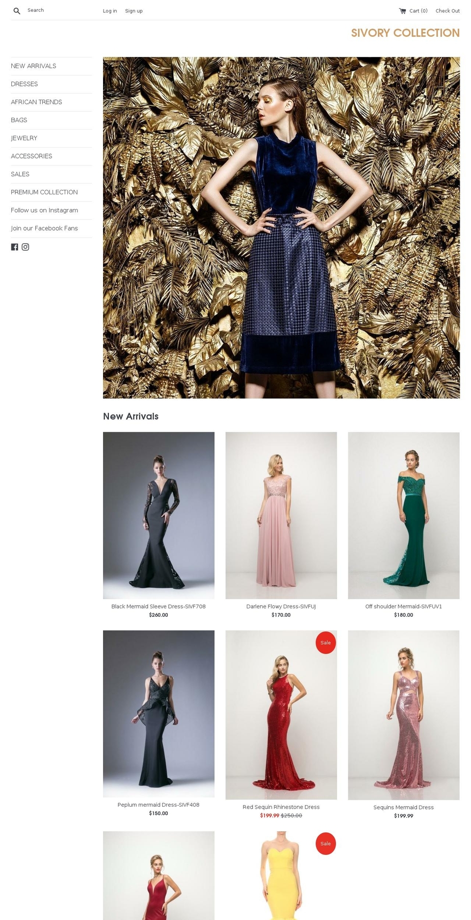 sivorycollection.com shopify website screenshot