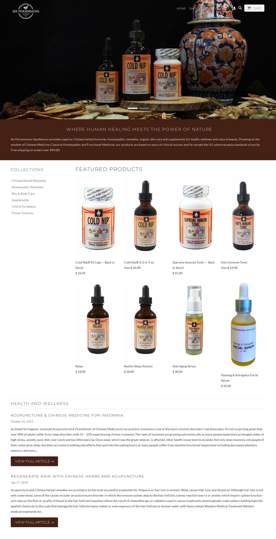 six-persimmons-apothecary.myshopify.com shopify website screenshot