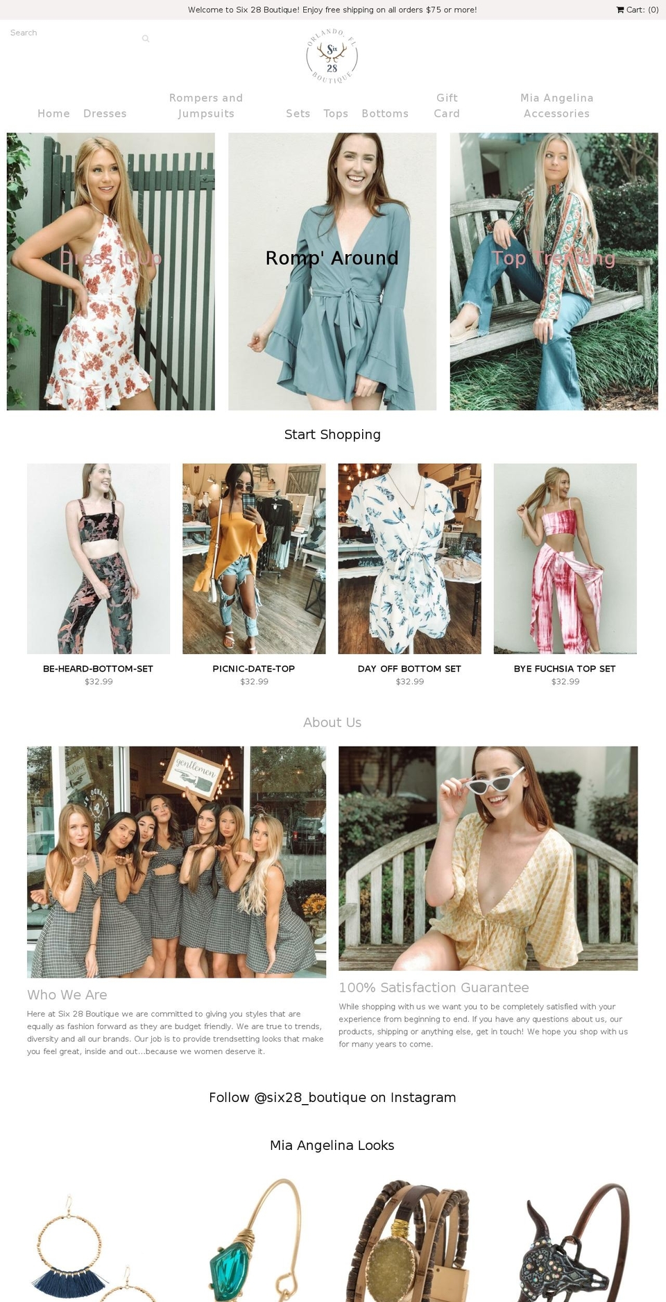 six28boutique.com — Shopify storefront screenshot