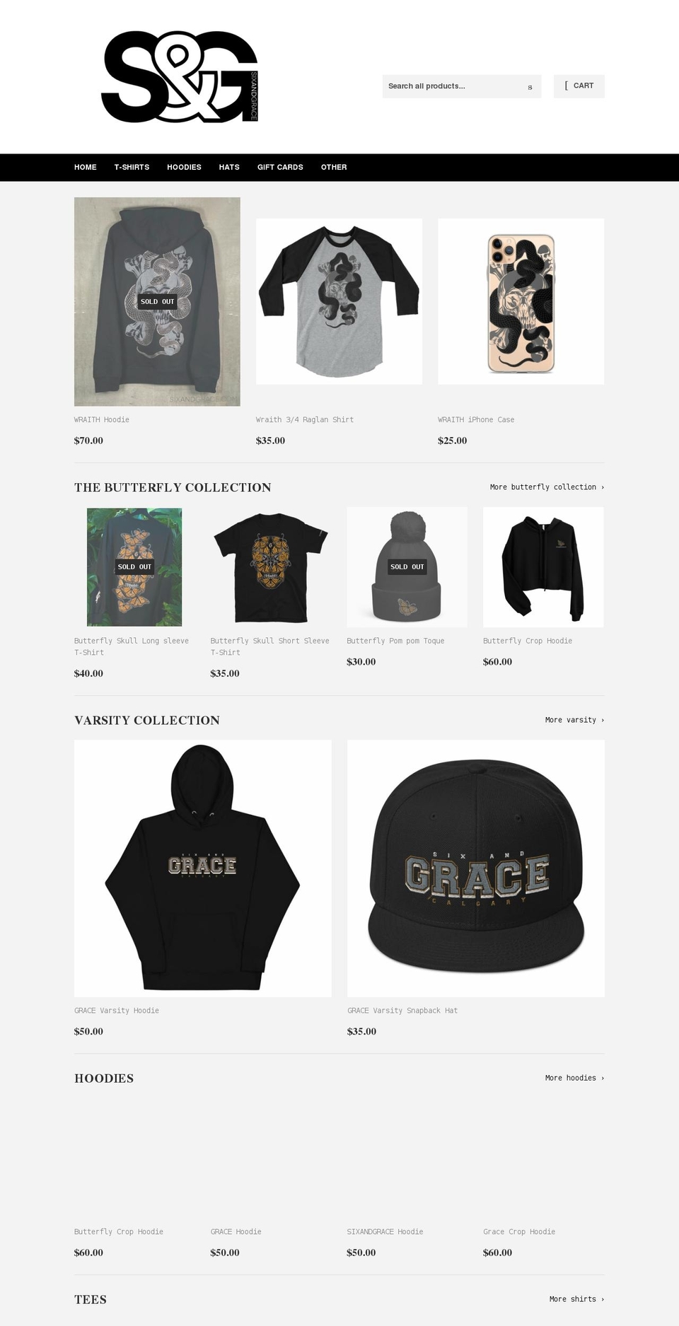sixandgrace.com shopify website screenshot